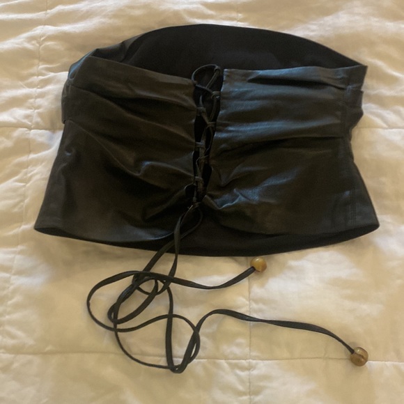 Nanushka Dalhia vegan leather tube top. Lace up back. Small. Never worn. No tags - Picture 4 of 5
